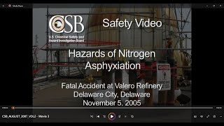 Chemical Hazards of Nitrogen Asphyxiation Valero Refinery Delaware City Delaware Nov 2005 [upl. by Nowed537]