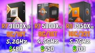 RYZEN 7 9800X3D vs RYZEN 7 5800X3D vs RYZEN 9 7950X3D  Test in 6 Games [upl. by Callahan873]