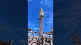 Process of Installing a Cement Piece on Top of a Steel Column with a Crane [upl. by Ardnuahc]