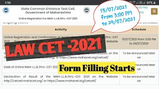 Law Cet 2021  Law cet 2021 Form Filling starts  LLB Entrance Exam 2021 [upl. by Yssej]