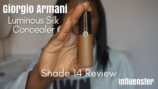 Giorgio Armani Luminous Silk Concealer 14  Dark Skin Review  KelsTells [upl. by Benjamin544]