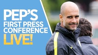 PEP GUARDIOLAS FIRST MANCHESTER CITY PRESS CONFERENCE [upl. by Lurleen742]