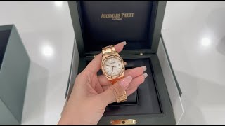 UNBOXING MY DREAM AP ROYAL OAK Audemars Piguet 34MM Dial amp Rose Gold Diamond Bezel [upl. by Diandre650]