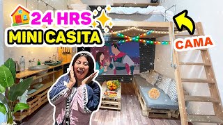 🏡 24 HORAS EN MINI CASITA 💕 SALA COCINA Y CAMA EN UNA SOLA HABITACIÓN 😱  RENTANDO CASITAS [upl. by Iniretake]