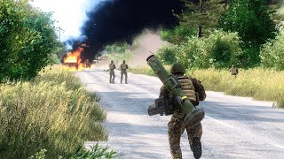 Ukrainian AntiTank launcher quotJavelinquot Destroys latest Russian Tank T14 quotArmataquot  ARMA 3 [upl. by Ymarej337]