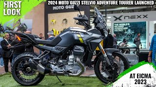 2024 Moto Guzzi V100 Stelvio Adventure Tourer Showcased At EICMA 2023  First Look  India Soon [upl. by Spurgeon]