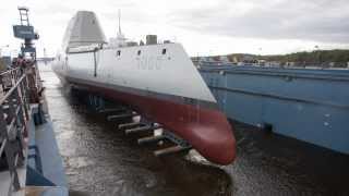 Navy Launches First ZumwaltClass Destroyer [upl. by Airpac]