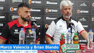 Marco Valencia y Brian Blando  FBC Melgar  Liga 1  Fecha 7  0903 [upl. by Burleigh]