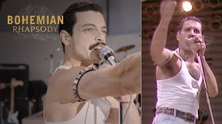 Bohemian Rhapsody  Live Aid Side by Side quotWe Will Rock Youquot  20th Century FOX [upl. by Ibok25]