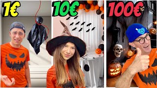 1€ VS 10€ VS 100 euros para la comida decoración y disfraz de Halloween [upl. by Adnalram]