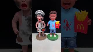 Cute Clay Bobbleheads ：Little Chefs and the French FryLoving Boy [upl. by Eseilanna699]