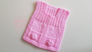 Çitlembik model bebek yeleği yapımıÜç parça kolay bebek yeleği yapılışıknitting handmade örgü [upl. by Kawasaki133]