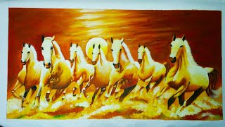 Seven Horses  7 Horses  Good Luck Painting  Canvas Painting [upl. by Deroo938]