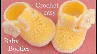 Zapatito a Crochet para bebe entrecruzado con botones de flores en 3D tejido tallermanualperu [upl. by Weinrich]