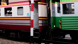 Bangkok Hua Lamphong Railway Station heritage SRT train departing from this tourist attraction [upl. by Eidroj]