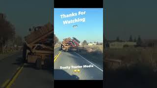 Tractor plows ditch on way to town…⚠️ trashytruckermedia truckers [upl. by Yendor]