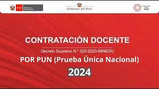 CONTRATO DOCENTE 2024 por PUN Prueba Única Nacional [upl. by Stargell936]