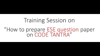 ESE Training session  Code tantra [upl. by Hcurob]