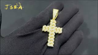 Cross Pendants Hip Hop Jewelry Fully Moissanite With 3mm Tennis Chain [upl. by Ellenaej]