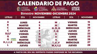 ♨️TODOS COBRAN♨️🎁ABCDE💥CALENDARIO NOVIEMBREDICIEMBRE💥MAÑANERA Pensión Bienestar Adultos Mayores [upl. by Solita]