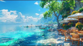 Morning Jazz Music at Seaside Beach Ambience 🌊 Happy Bossa Nova Piano amp Ocean Wave Sounds for Relax [upl. by Eerhs]