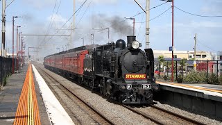 Steam returns to the Frankston line  SRVs Moorabbin Bayside Shuttles A2 986 amp K153 [upl. by Arenat]