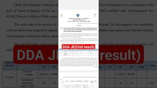 DDA JE result 2023  DDA JE Civil result  DDA JE result 2024 [upl. by Annelg]