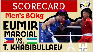 BOXING  EUMIR MARCIAL  SCORECARD vs Uzbekistan  Team Philippines 2024 Paris Summer Olympics [upl. by Eatnod]