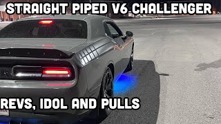 Straight piped V6 Challenger PULLSREVS AND IDLE [upl. by Einhapets238]