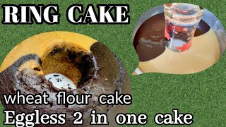 Two in one cakeRing cakeeggless cake recipewheat flour cake recipeHow to make ring cake [upl. by Idnim]