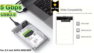 USB 3 0 External Hard Drive Case Transparent Showcase for Your 2 5 HDD or SSD [upl. by Arretahs]