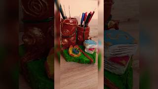 Paper mache pen stand🫰 DIY using waste paper pen standyoutubeshorts craft homedecor walldecor [upl. by Nadia]