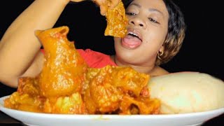 Asmr mukbang cowleg pepper soup and Ogbono with fufu sound eating [upl. by Ieppet]