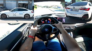 New BMW i4 M50 2023  Acceleration 0100 kmh EV ROCKET [upl. by Einiar]