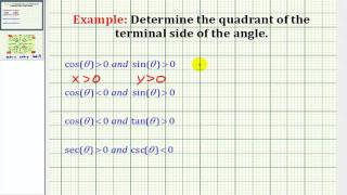 Example Determine the Quadrant of the Terminal Side of An Angle Given Trig Function Signs [upl. by Ahsiket]