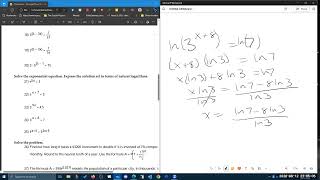 MTH 161 Solving Exponential Equations Using the Natural Logarithm [upl. by Enaej]