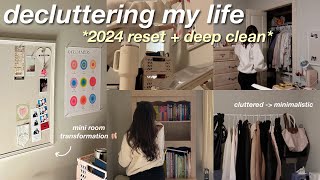 decluttering my life for 2024 mini room transformation  major reset and deep clean [upl. by Donalt]