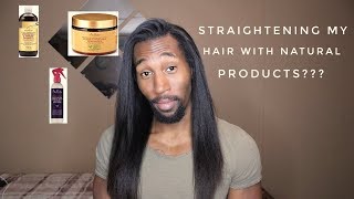 Flat Ironing my Hair Shea Moisture Natural Hair Products [upl. by Giana964]