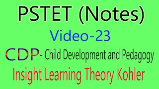 Notes Pstet Insight learning Theory kohler CDP child Development and pedagogy video  22 [upl. by Domini]