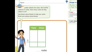 Using Models to add 2digit numbers EnVision Math Lesson 4 3 [upl. by Salba]