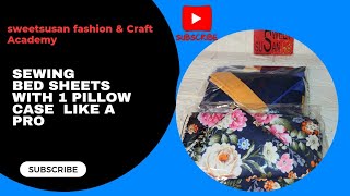 How to cut and sew bedsheet with one pillow case  student beddingDIY  bedsheet  business [upl. by Adnohral]