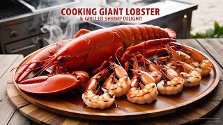 Cooking tasty giant lobster and grilled shrimp Hoot FoodCooking tasty giant lobster and grilled [upl. by Adnorehs141]