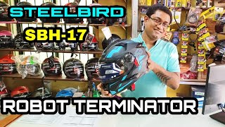 SBH 17 STEELBIRD ROBOT TERMINATOR  FULL FACE HELMET REVIEW IN HINDI  HELMET TRACT [upl. by Neural]