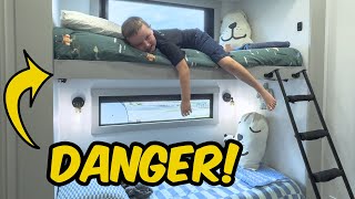 Making our Brinkley RV Bunk Beds SAFER Easy DIY Solution  Ladder Hack [upl. by Jacobah911]