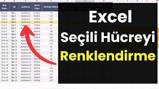 EXCEL SEÇİLİ HÜCREYE AİT SATIRI RENKLENDİRME  Excel İpuçları [upl. by Anaimad214]