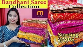 Meesho Bandhani Saree Haul Starts ₹419 Bandhani Saree From Meesho under rs700  Meesho Saree Haul [upl. by Llamaj]