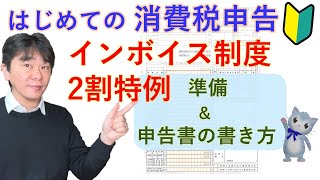 はじめての消費税申告、インボイス制度の2割特例を適用する場合の準備と消費税申告書の書き方【静岡県三島市の税理士】 [upl. by Hgeilyak]