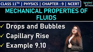 Class 11th Physics  Drops and Bubbles  Capillary Rise  Example 910  Chapter 9  NCERT [upl. by Abie]