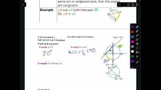 MT 10 LT 4 seminar part 1 inscribed angles ￼ [upl. by Ime]