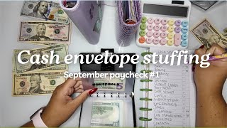 SEPTEMBER PAYCHECK 1  CASH STUFFING 1030  CASH ENVELOPE SYSTEM [upl. by Deppy]